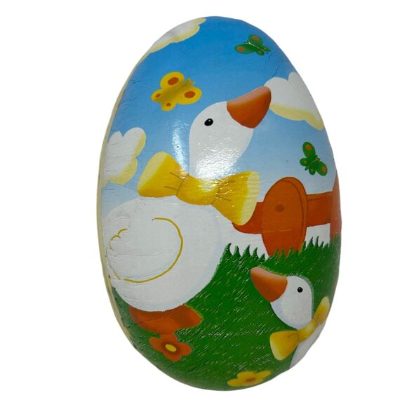 Set Of 4 Vintage Paper Mache Nesting Easter Eggs Farm Germany Mother Goose - Picture 8 of 16